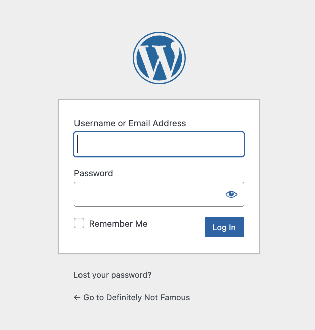 WordPress Login Screen